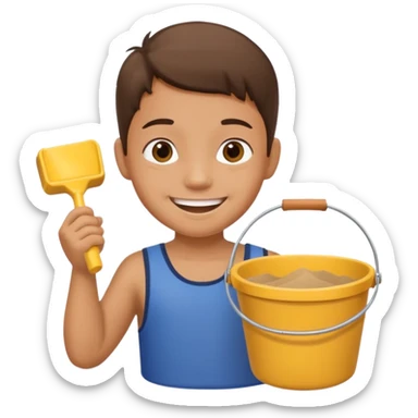 kid with sand bucket sticker