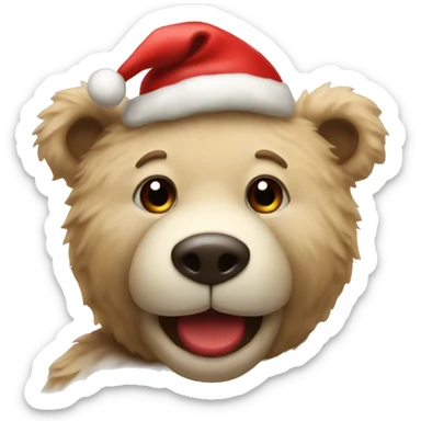 Beige Teddybear with a red nose and a Christmas had sticker