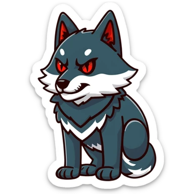 menacing black wolf with bright red eyes sticker