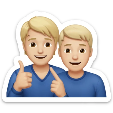 2 homme, l'un est triste et l'autre le pointe du doigt en rigolant sticker