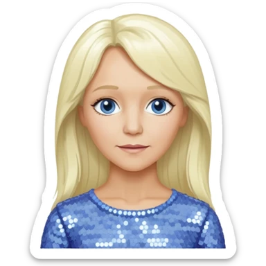  Agnetha Fältskog from ABBA with long platinum blonde hair, periwinkle sequin outfit  sticker