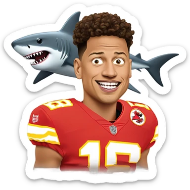 Shark eating Patrick Mahomes sticker
