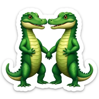 Two alligators holding hands sticker