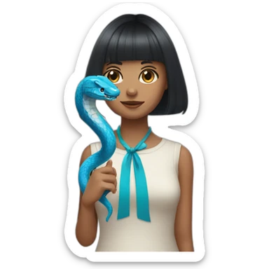 Girl with bang cut and blue snake in hand sticker