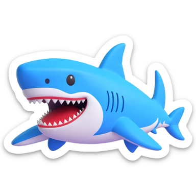 a shark with blue Nike shoes, 3D emoji style sticker
