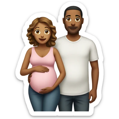 A pregnant woman with her husband  sticker