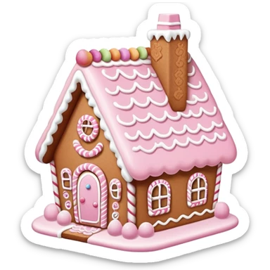 baby pink coquette gingerbread house sticker