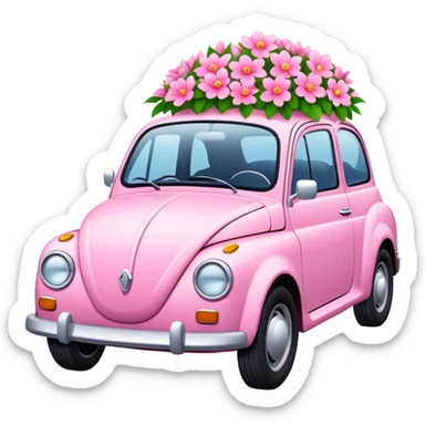 Pink car with flowers  sticker