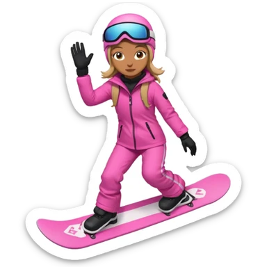 A snowboarder girl in a pink kosume full body sticker
