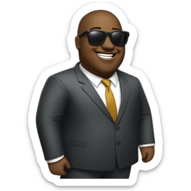 Fat man in sunglasses and a classic suit smiles. sticker