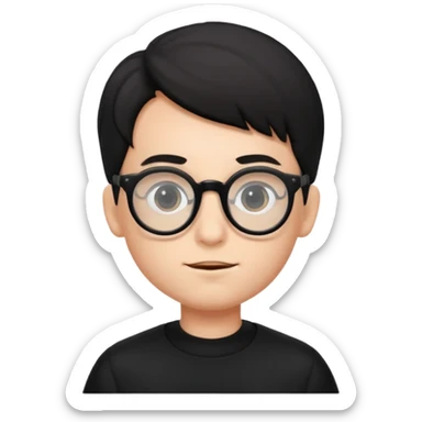 boy with big glasses,black wear sticker