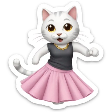 Cat with a skirt dancing  sticker