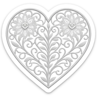 delicate lace pattern inside a heart sticker