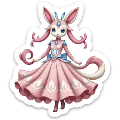  Romantic Realistic Meloetta-Sylveon-Palkia-Cresselia-Digimon-Pokémon-Fakémon-hybrid-fusion, full body sticker