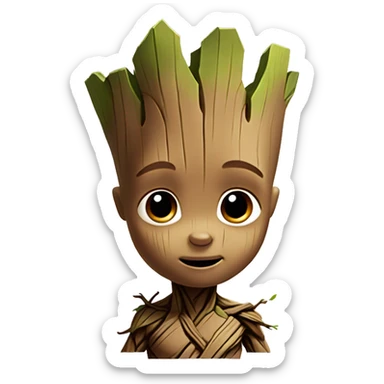 Baby groot wearing brown bow sticker