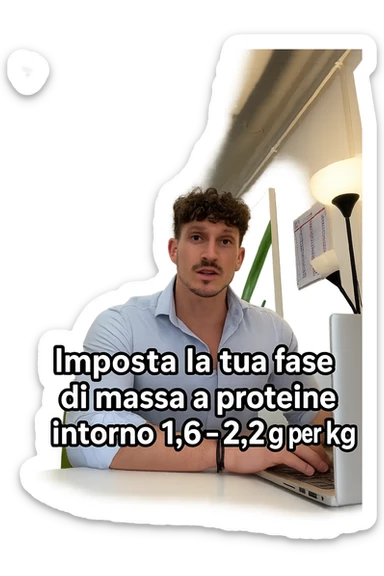 Uomo che imposta la sua fase di massa a proteine intorno 1.6 - 2.2g per kg in italiano sticker