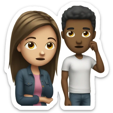 girl annoyed next to boyfriend on his phone sticker