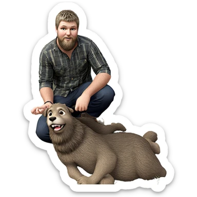 bearded boy under a tree sticker