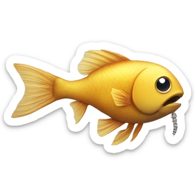 Fish looking at a worm sticker