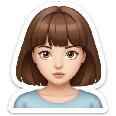 A beautiful girl with brown hair and air bangs sticker