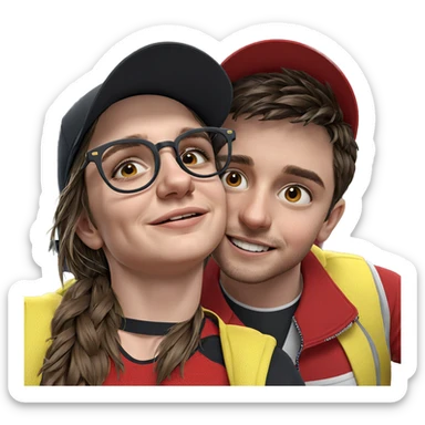 smiling girl and boy portrait sticker