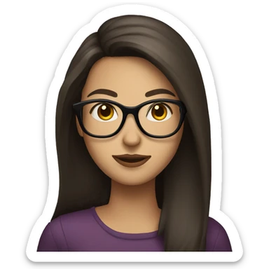 brunette with glasses and long hair with a glass of wine sticker