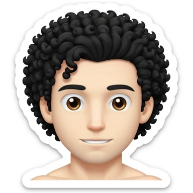 shirtless male athlete with white skin and black curly hair on top with shaved sides sticker