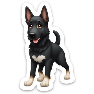 black colored german shepherd with white patches sticker