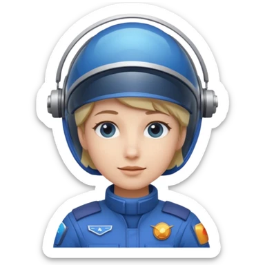 Blue-visor space mechanic sticker