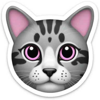 a gray beehive cat with a pink nose and black spots and no pattern all over sticker