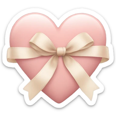 baby pink heart with beige ribbon sticker