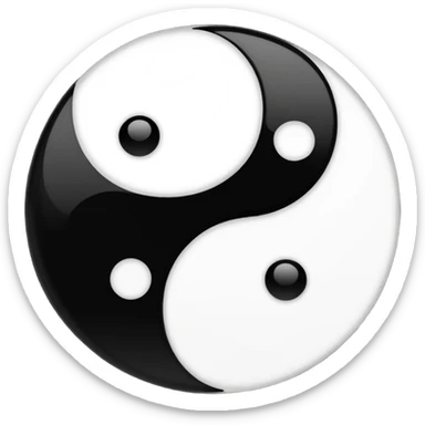 Yin and Yang glowing black and white plain no designs and only on small dot on each side in 32x32 sticker