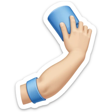 Arm in a blue cast with white edges at top and bottom  sticker