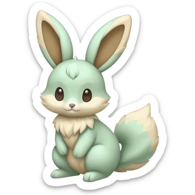 Pastel green and beige Lopunny-Cinccino-fusion (full body) sticker