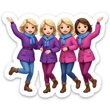 girls dancing while snowing sticker