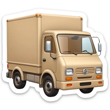 emoji of beige delivery truck, in perspective view sticker