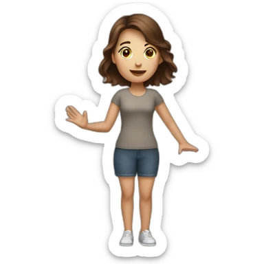 brown hair woman tipping hand sticker