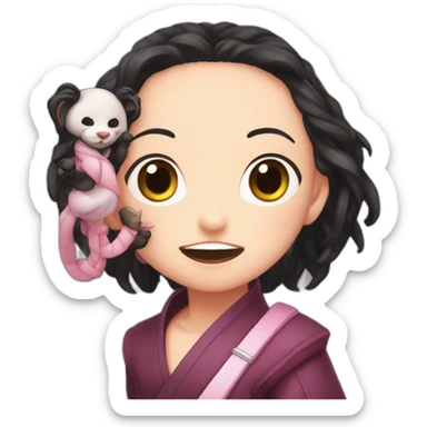 nezuko with a bambo in her mouth sticker