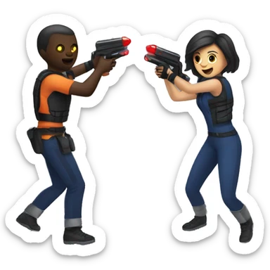 2 people playing laser tag sticker