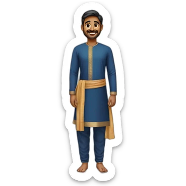 South Indian guy wearing traditional dress with smile and light beard full body sticker