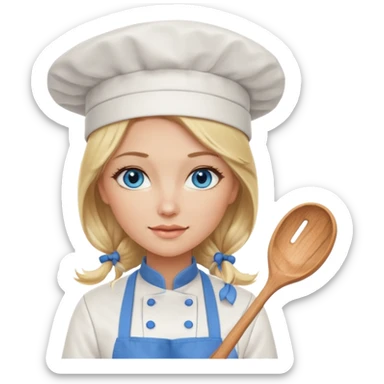 Sexy Long Blonde hair blue eyed female chef sticker