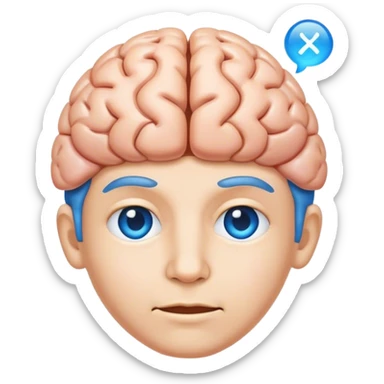 All blue adult person face emoji with a brain for hair sticker