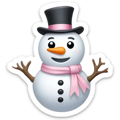 Snowman with a light pink bow sticker