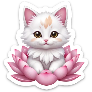 Kitten sitting on lotus flower sticker