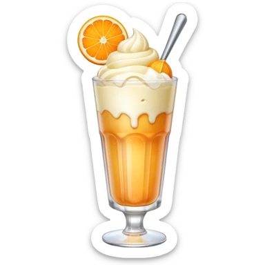 Japanese cream soda on a glass with ice ice cream vanilla 1 scoop on top sticker