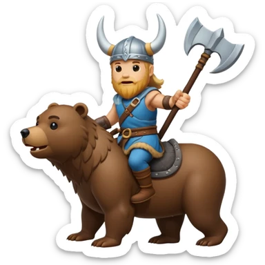 Viking riding bear sticker