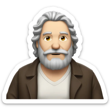 Brown haired chubby older man with longer hair and beard smoking cigarette sticker