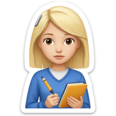 Blonde Girl taking notes  sticker