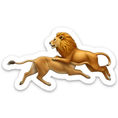 Antelope chasing a lion sticker