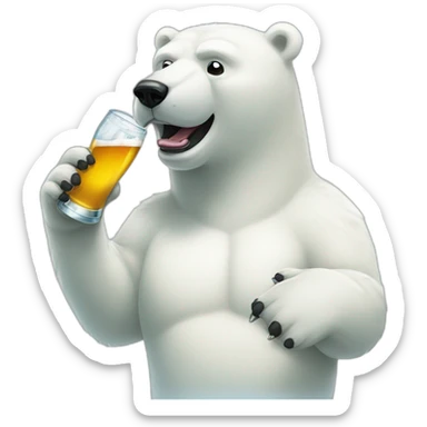 polar bear drinking beer golfing sticker